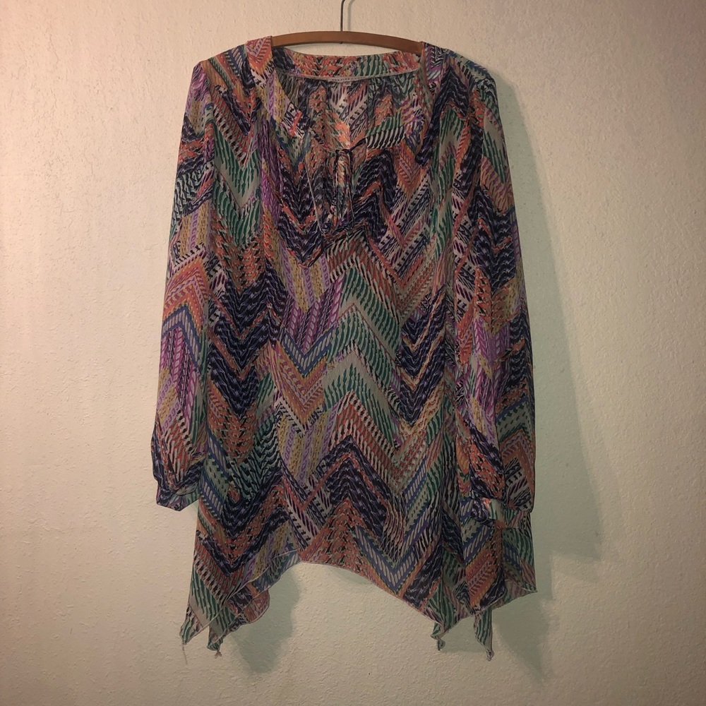 Boho style sheer blouse Nordstrom’s multicolored